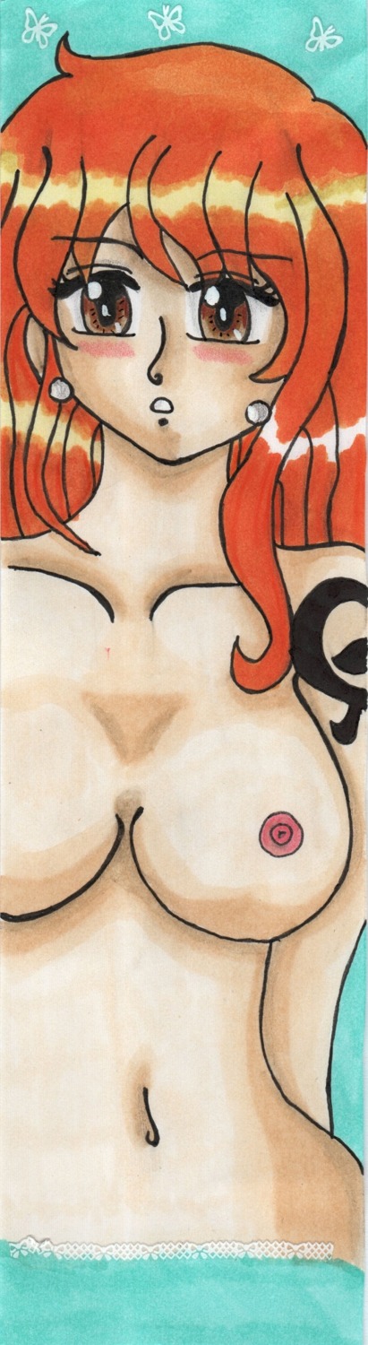 artist_request breasts female female_only nami_(one_piece) nipples nude one_piece post-timeskip rule34 topless