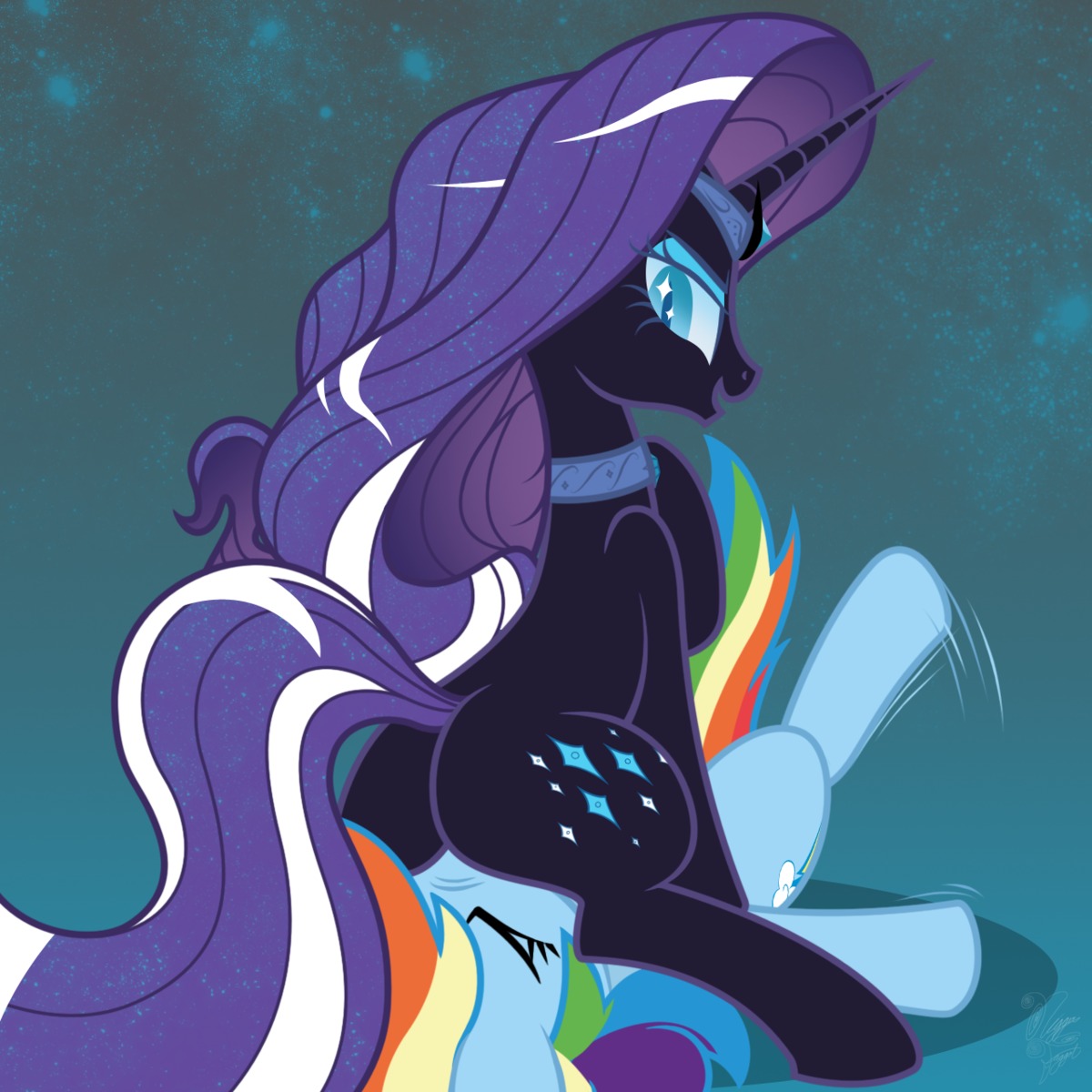 1:1 big_eyes black_body black_fur blue_body blue_eyes blue_fur butt corruption cosmic_hair crown cutie_mark duo e621 equid equine ethereal_hair eyes_closed facelessjr facesitting female female/female feral forced friendship_is_magic fur hair hasbro headgear hi_res hooves horn horse idw_publishing looking_back looking_down lying mammal motion_lines multicolored_hair my_little_pony my_little_pony_(idw) mythological_creature mythological_equine mythology nightmare_rarity_(idw) on_back open_mouth pony pseudo_hair pupils rainbow_dash_(mlp) rainbow_hair simple_background sitting sitting_on_another slit_pupils smile smothering sparkles tiara two_tone_hair unicorn