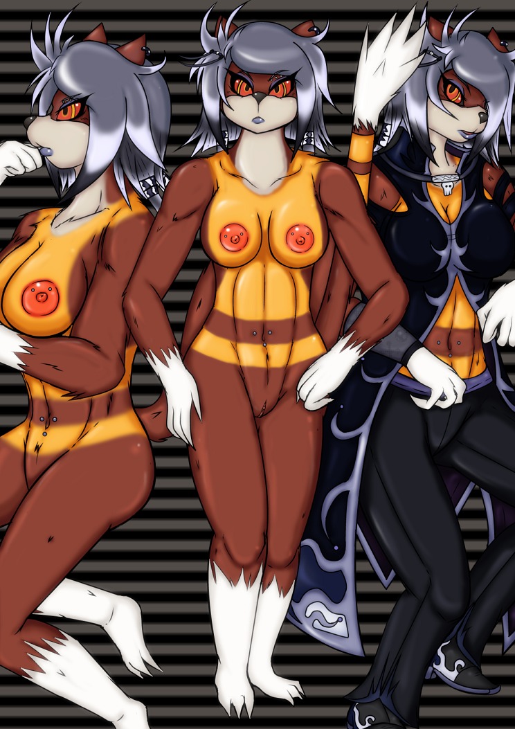 anthro barefoot breasts clothes color female female_only fur furry grey_skin kidomax nipples nude pokemon pokemon_bw pussy rule34 skin solo standing tagme vulva watchog