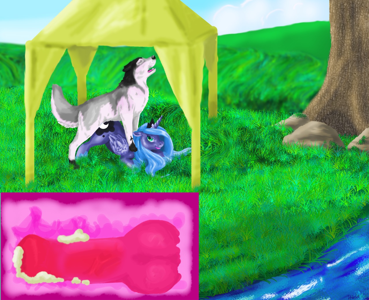 alicorn canine equine female feral feral_on_feral friendship_is_magic horse my_little_pony mythological_creature mythological_equine mythology pony princess_luna_(mlp) rule34 smooth_skin tagme wolf