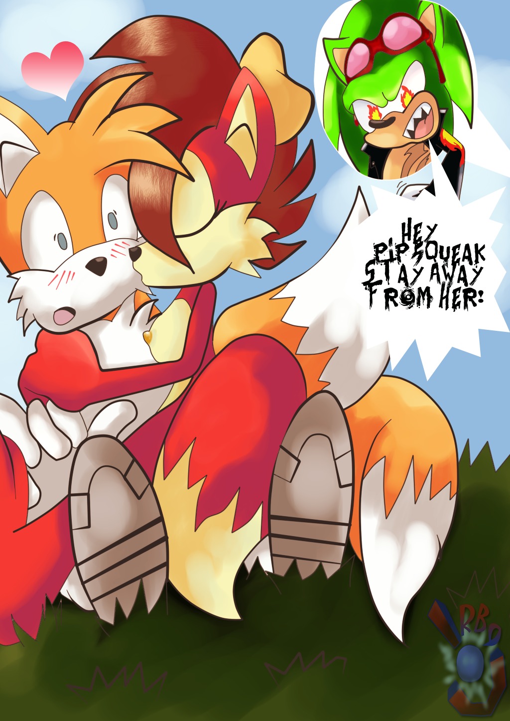 2012 anthro archie_comics blush breasts canid canine clothing dipstick_tail duo_focus e621 eulipotyphlan eyewear female fiona_fox footwear fox gloves green_body group handwear hedgehog hi_res jacket leather leather_clothing leather_jacket leather_topwear male mammal markings miles_prower nipples nude rb9 scar scourge_the_hedgehog sega shoes side_boob sonic_the_hedgehog_(archie) sonic_the_hedgehog_(comics) sonic_the_hedgehog_(series) sunglasses tail tail_markings teeth topwear