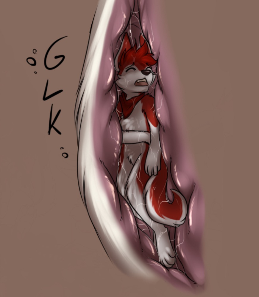 ambiguous_gender anthro bandana canine cenny corriezodori drooling fur furry husky internal rule34 saliva vore