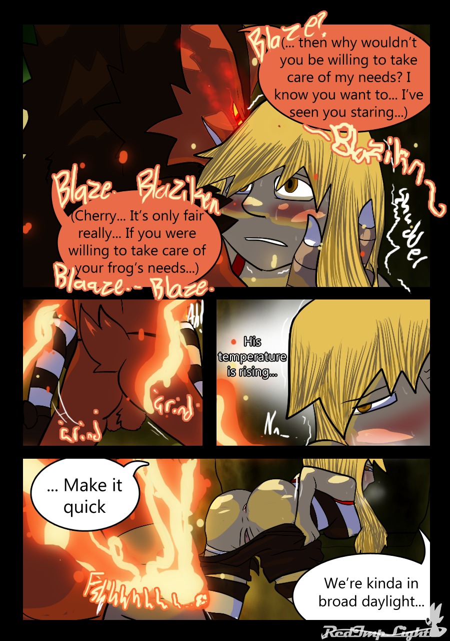 adonis_(redimplight) alternate_color anthro anus avian backsack balls bent_over bird blonde_hair blush bodily_fluids breasts breath brown_eyes butt cherry_the_trainer_(redimplight) claws clothing comic dialogue digital_media_(artwork) duo e621 english_text fan_character female fire fur generation_6_pokemon genitals glowing glowing_eyes hair hi_res human looking_back male mammal mega_blaziken mega_evolution nintendo panting pokemon pokemon_(species) pokemon_speak presenting presenting_hindquarters red_body red_eyes redimplight shuddering smile spread_legs spreading sweat text translation_within_image undressing vulva