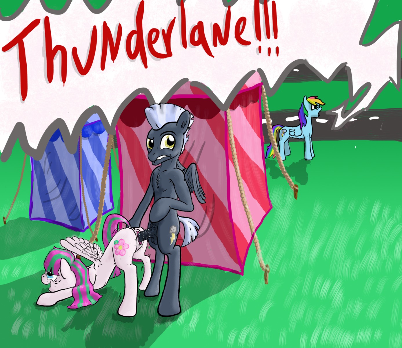 2013 balls bent_over black_body black_feathers black_fur blossomforth_(mlp) blue_body blue_eyes blue_feathers blue_fur cutie_mark duo_focus e621 english_text equid equine erection feathered_wings feathers female feral freckles friendship_is_magic fur genitals group hair hasbro hi_res male male/female mammal multicolored_hair my_little_pony mythological_creature mythological_equine mythology nude open_mouth outside pegasus penetration penis pink_body pink_feathers public quadruped rainbow_dash_(mlp) rainbow_hair sex tail text thunderlane_(mlp) two_tone_hair vaginal vaginal_penetration vulva white_body white_fur wings xanthor yellow_eyes