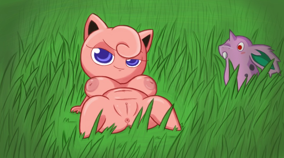 anus big_breasts blue_eyes blush breasts duo e621 female feral generation_1_pokemon genitals grass head_tuft humanoid inverted_nipples jigglypuff lying mammal navel nidoran nidoran♂ nintendo nipples nude on_back plant pokemon pokemon_(species) pokemorph puffy_nipples rodent seductive shortstack shortstack_female sitting slightly_chubby spread_legs spreading timoteihiv tuft vulva
