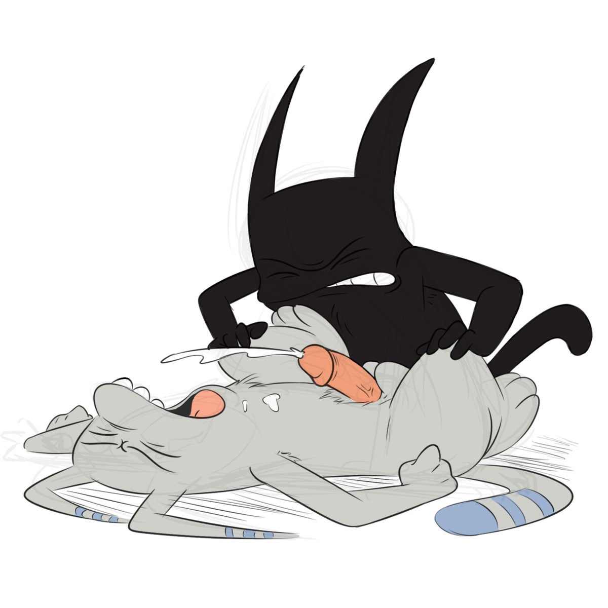 1:1 anal anal_penetration armpit_hair balls bodily_fluids body_hair brother_(lore) brothers_(lore) catscratch clenched_teeth cum cum_while_penetrated cumshot domestic_cat duo e621 ejaculation erection eyes_closed felid feline felis from_front_position fucked_silly genital_fluids genitals grey_balls hands-free hi_res humanoid_genitalia humanoid_penis incest_(lore) looking_pleasured lying male male/male male_penetrated male_penetrating male_penetrating_male mammal missionary_position mr._blik narrowed_eyebrows nickelodeon nude obscured_penetration obscured_sex on_back open_mouth orgasm orgasm_face penetration penis scrunchy_face sex sibling_(lore) simple_background softestpuffss teeth tenderule34 vein veiny_penis waffle_aliquis