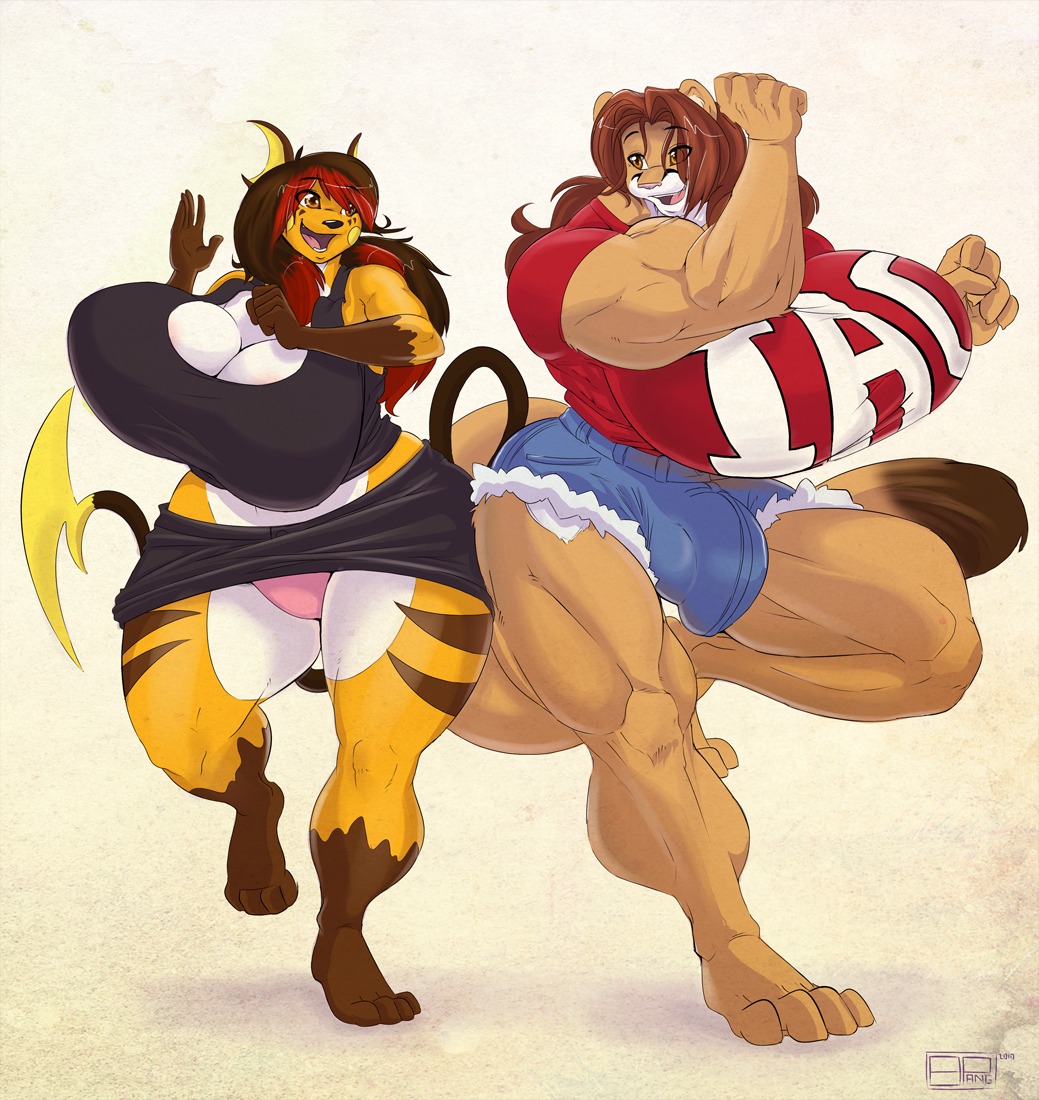 2010 4_toes 5_fingers ampz anthro anthrofied belly big_breasts big_bulge big_feet boosterpang bottomwear breasts brenna_derlin brown_feet brown_hands brown_stripes bulge cleavage clothed clothing cougar curvy_figure duo e621 fan_character feet felid feline female fingers fur generation_1_pokemon gloves_(marking) gynomorph hair highlights_(coloring) hip_bump huge_breasts hyper hyper_breasts intersex leg_markings long_hair long_tail looking_at_another mammal markings muscular muscular_anthro muscular_calves muscular_intersex muscular_thighs nintendo open_mouth orange_body orange_fur panties pokemon pokemon_(species) pokemorph raichu red_highlights rodent simple_background skirt slightly_chubby smile socks_(marking) striped_legs stripes tail thick_thighs toes underwear upskirt white_background white_belly white_breasts white_chest wide_hips
