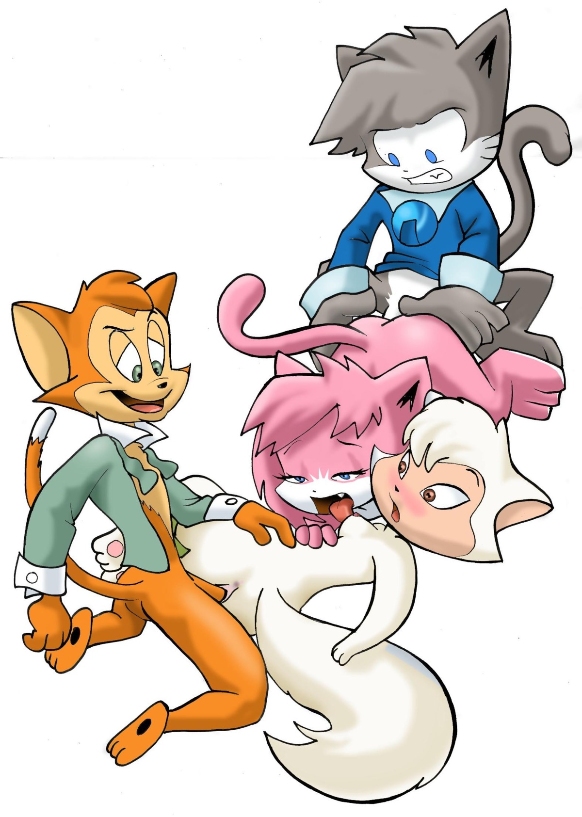 aeris artist_request cats_don't_dance crossover danny female leo_(vg_cats) pink_hair rule34 sawyer vg_cats webcomic
