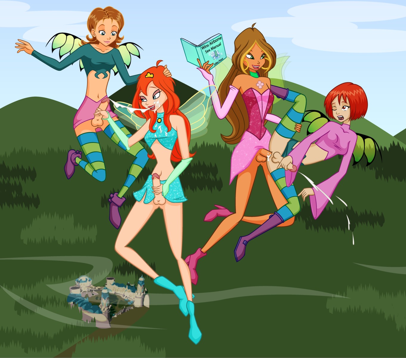 4futas 4kids_entertainment after_fellatio balls balls_under_clothes bloom_(winx_club) book bottomless_skirt breasts charmix crossover cum cum_in_mouth cum_string cumshot disney ejaculation erection erection_under_clothes erection_under_skirt fairy flora_(winx_club) flying futa_on_futa futa_only futa_sans_pussy futanari handjob high_heels intersex irma_lair masturbation mr._j nickelodeon penis penis_out penis_under_clothes penis_under_skirt rainbow_(animation_studio) rule34 sex skirt skirt_lift taint w.i.t.c.h. will_vandom wings winx_club