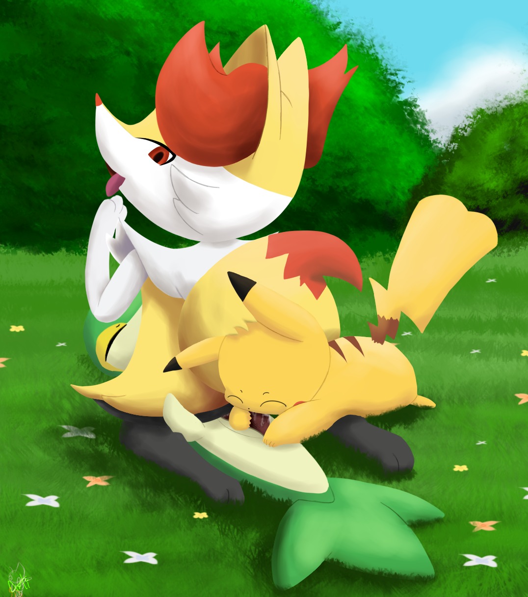 2_penises animal_genitalia animal_penis anthro arti4000 bodily_fluids braixen canid canine cleft_tail cloaca cloacal_penis cum digital_media_(artwork) e621 erection fellatio female fur generation_1_pokemon generation_5_pokemon generation_6_pokemon genital_fluids genitals group group_sex hemipenes hi_res inner_ear_fluff male male/female male_penetrating mammal multi_genitalia multi_penis nintendo oral oral_penetration penetration penile penis pikachu pokemon pokemon_(species) rodent sex snivy tail threesome trio tuft vaginal vaginal_penetration vulva yellow_body yellow_fur