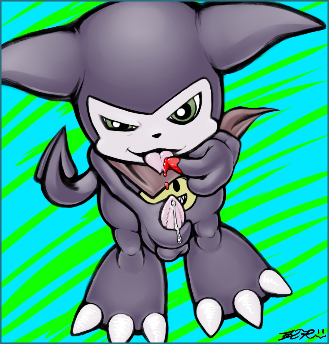 balls bandai_namco blood blue_border bodily_fluids border digimon digimon_(species) dripping e621 erection genital_fluids genitals humanoid impmon ket-ralus licking looking_at_viewer male masturbation nude penile penile_masturbation penis precum shortstack shortstack_male solo standing tail tongue tongue_out
