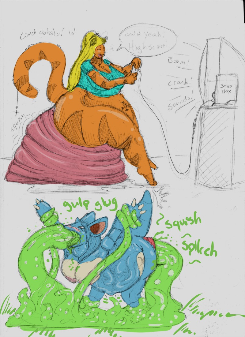 anthro chubby color female female_only fur furry interspecies multiple_females nidoqueen partially_colored pokemon pokemon_(species) rule34 sitting tagme