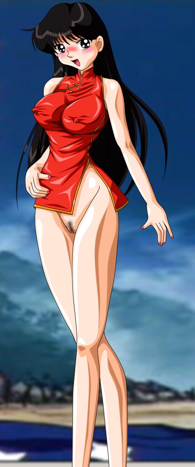 1girls big_breasts bikabika bishoujo_senshi_sailor_moon black_hair blush blushing bottomless breasts chinese_clothes clothing color day dress erect_nipples erect_nipples_under_clothes female female_only front_view hairy_pussy human large_breasts long_hair nipples no_panties outdoors painted_nails pokies pubic_hair pussy qipao rei_hino rule34 solo standing tagme vagina vulva