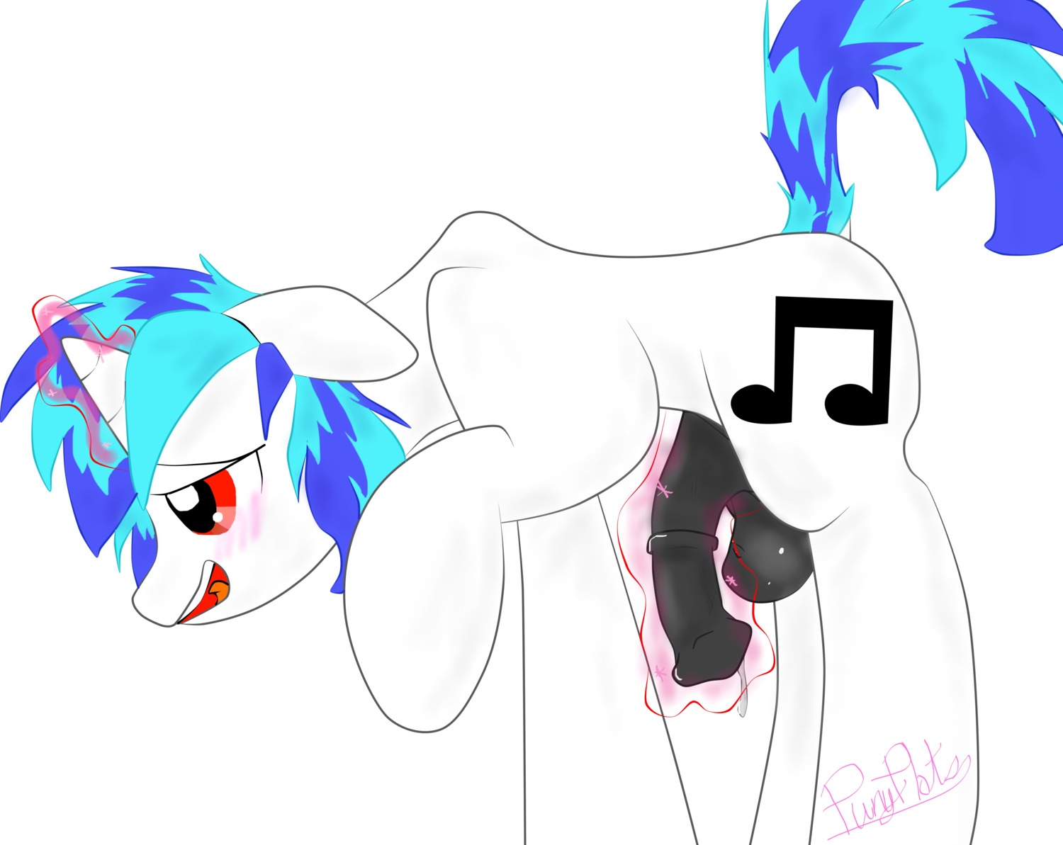2013 absurd_res animal_genitalia animal_penis balls blue_hair blush bodily_fluids crossgender cum cutie_mark e621 equid equine equine_genitalia equine_penis feral flaccid friendship_is_magic ftm_crossgender fur genital_fluids genitals hair half-erect hasbro hi_res horse illusiveelusive male mammal marshmallowvinyl masturbation multicolored_hair my_little_pony penile penile_masturbation penis pony red_eyes solo two_tone_hair vinyl_scratch_(mlp) white_body white_fur