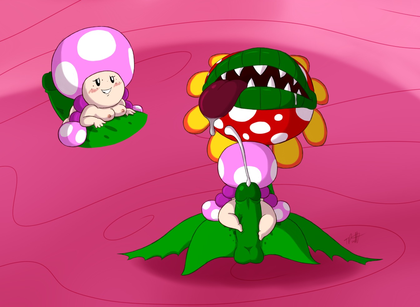 balls blush bodily_fluids breasts cum duo e621 elemental_creature erection feet female flora_fauna foot_fetish foot_play footjob genital_fluids genitals humanoid humanoid_genitalia humanoid_penis male mario_bros nintendo nipples not_furry penile penis petey_piranha pink_nipples plant sex timoteihiv toad_(mario) toadette two-footed_footjob