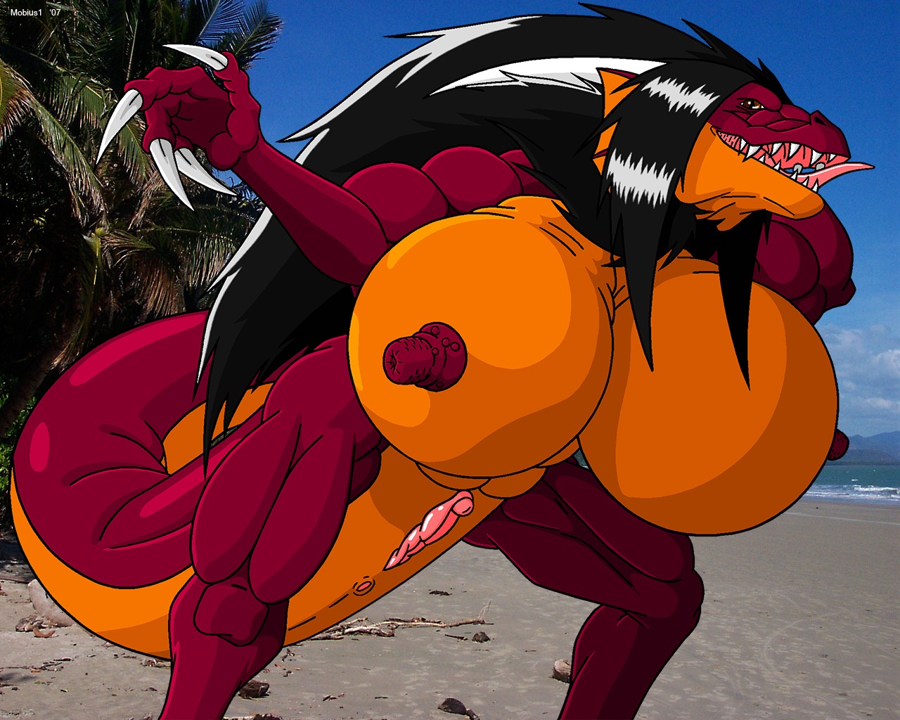 2007 5:4 anthro big_breasts breasts claws dragon e621 female genitals huge_breasts hyper hyper_breasts mobius1 mythological_creature mythological_scalie mythology nipples non-mammal_breasts non-mammal_nipples scalie solo tail vulva