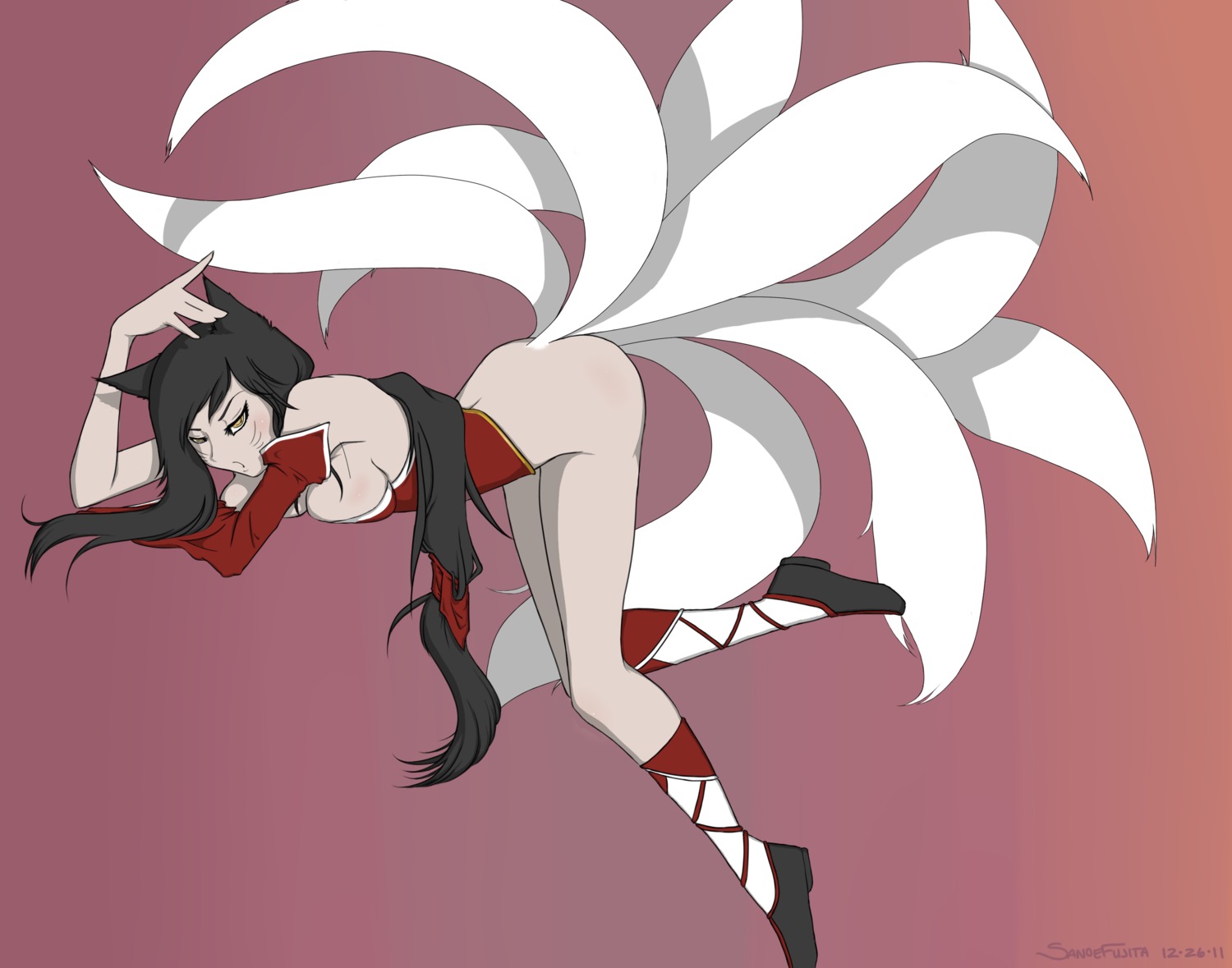 2011 ahri dated female fur furry_tail humanoid league_of_legends multi_tail rule34 sanoefujita tagme tail tails