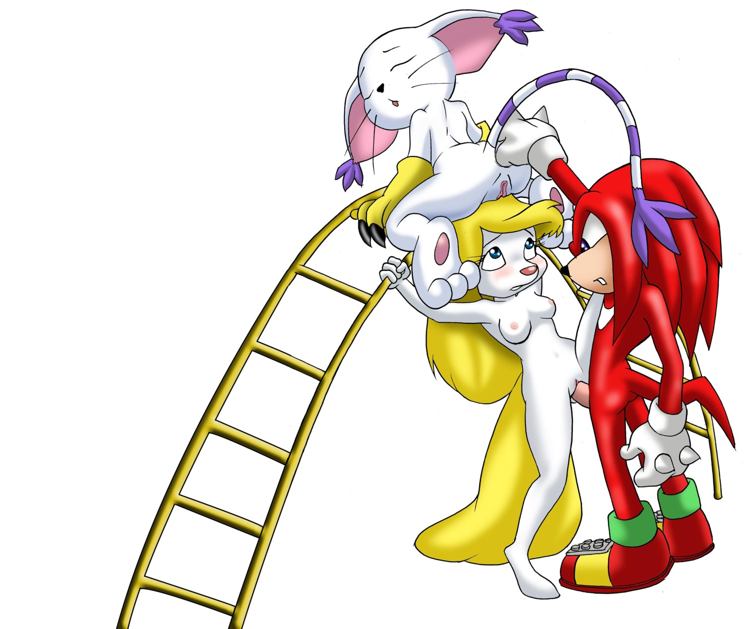 amblin_entertainment animaniacs anthro crossover digimon digimon_(species) domestic_cat echidna exposed_torso feline female footwear fur gatomon hair handwear interspecies knuckles_the_echidna ladder male mammal minerva_mink mink monotreme multiple_females mustelid red_fur rule34 sega sex sonic_(series) sonic_the_hedgehog_(series) standing straight straight_hair tagme taul warner_bros warner_bros._animation warner_brothers what yellow_fur yellow_hair