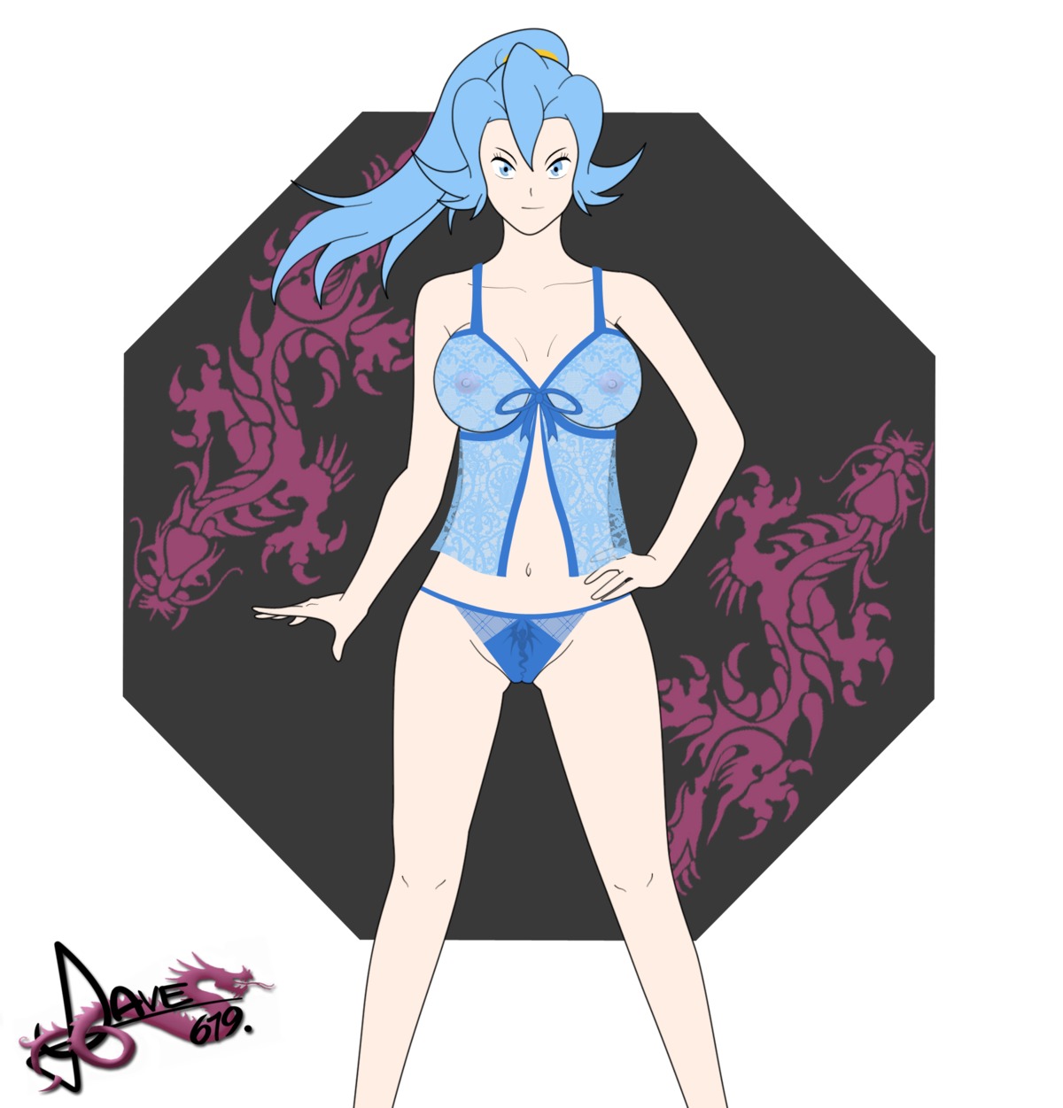 blue_hair clair_(pokemon) clothes color dave619 female female_only front_view hair human human_only pokemon rule34 solo standing tagme