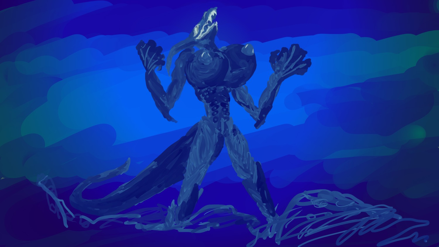 16:9 big_breasts breasts dragon e621 female hi_res joedude97 macro muscular muscular_female mythological_creature mythological_scalie mythology nipples non-mammal_breasts non-mammal_nipples scalie solo tail unknown_artist water widescreen