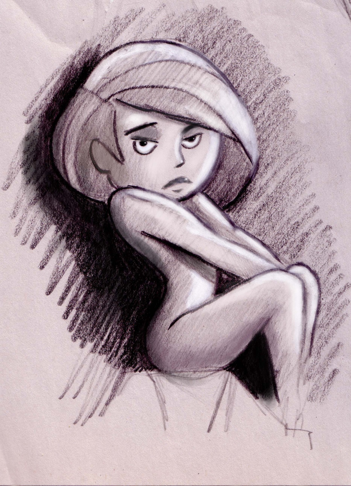 disney female female_only human kim_possible kimberly_ann_possible monochrome rough_sketch rule34 solo straight_hair tagme