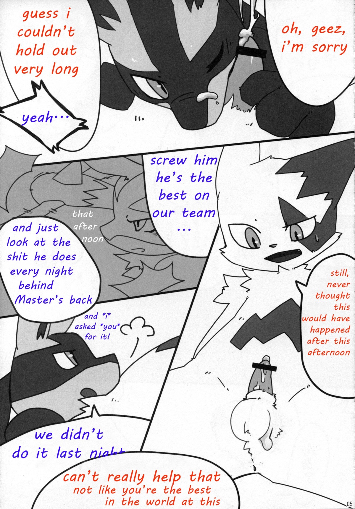 censored cum cumshot fur lucario male nintendo orgasm penis pokemon pokemon_(species) rule34 zangoose