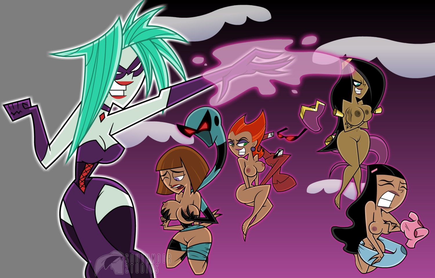 5girls arabian breasts brown_skin danny_phantom dark-skinned_female dark_skin desiree desiree_(human) female ghost_girl human madeline_fenton milf multiple_females multiple_girls nickelodeon paulina_sanchez penelope_spectra rule34 vierickend