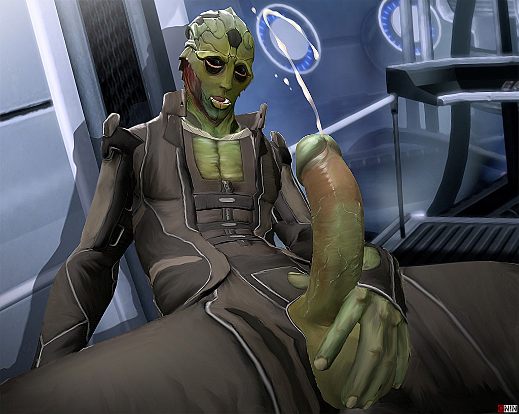 1boy 3d 3d_(artwork) clothed cum cumshot drell erection gninrom male male_only mass_effect mass_effect_2 rule34 solo tagme thane_krios