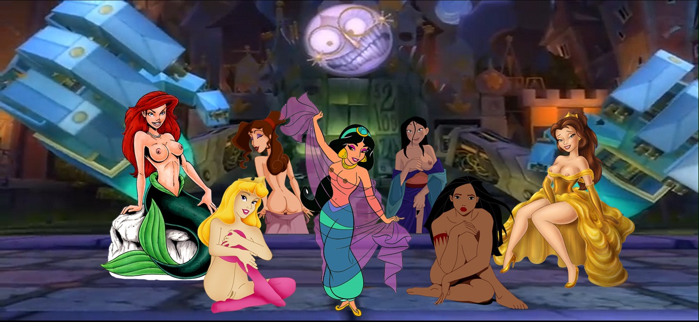 aladdin_(1992_disney_film) arabian arabian_clothes ariel_(the_little_mermaid) aurora_(sleeping_beauty) beauty_and_the_beast_(1991_film) belle_(beauty_and_the_beast) breasts chair clock_tower clothing crossover dark-skinned_female dark_skin disney disney_princess dress epic_mickey fa_mulan female female_only harem harem_outfit hercules_(1997_film) hercules_(disney) human jasmine_(aladdin) medium_breasts megara merfolk mermaid mulan_(1998_film) multiple_females multiple_girls native_american nipples pocahontas pocahontas_(character) princess princess_jasmine royalty rule34 sleeping_beauty_(1959_film) stockings the_little_mermaid_(1989_film)