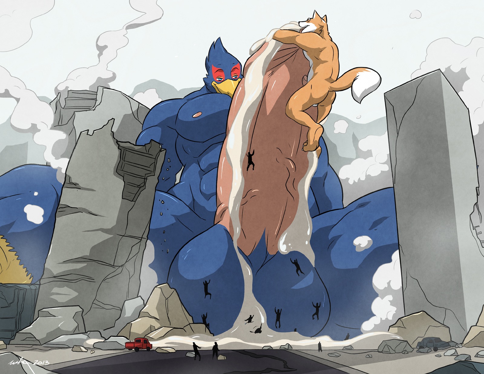 abs animal_genitalia anthro athletic avian balls beak biceps big_balls big_muscles big_penis bird blue_body blue_eyes blue_feathers bodily_fluids body_size_growth brown_body brown_fur butt canid canine claws cum cum_on_balls cum_on_penis cum_string cumshot destruction duo e621 ejaculation erection falco_lombardi feathers fox fox_mccloud fur genital_fluids genitals grin growth_sequence hair hi_res huge_penis humanoid_genitalia humanoid_penis hyper hyper_genitalia hyper_penis larger_male leaking licking macro male male/male mammal muscular muscular_male nintendo nipples non-mammal_balls non-mammal_nipples nude orange_body orange_fur orgasm orgasm_from_transformation pecs penis pose precum presenting sheath sitting size_difference size_tiering size_transformation smaller_male smile star_fox teeth thick_penis toe_claws tongue tongue_out transformation vein veiny_penis wfa white_body white_fur white_hair