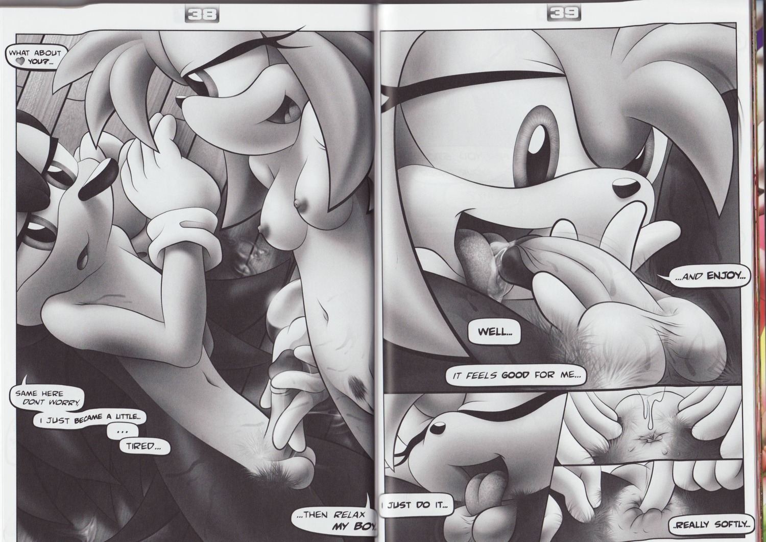 absurd_res amy_rose amy_untold anthro anus ball_lick balls bodily_fluids breasts comic dialogue duo e621 english_text erection eulipotyphlan female genitals greyscale hedgehog hi_res licking male mammal monochrome navel nipples nude oral penile penis penis_lick saliva sega sex sonic_the_hedgehog sonic_the_hedgehog_(series) tc text tongue tongue_out