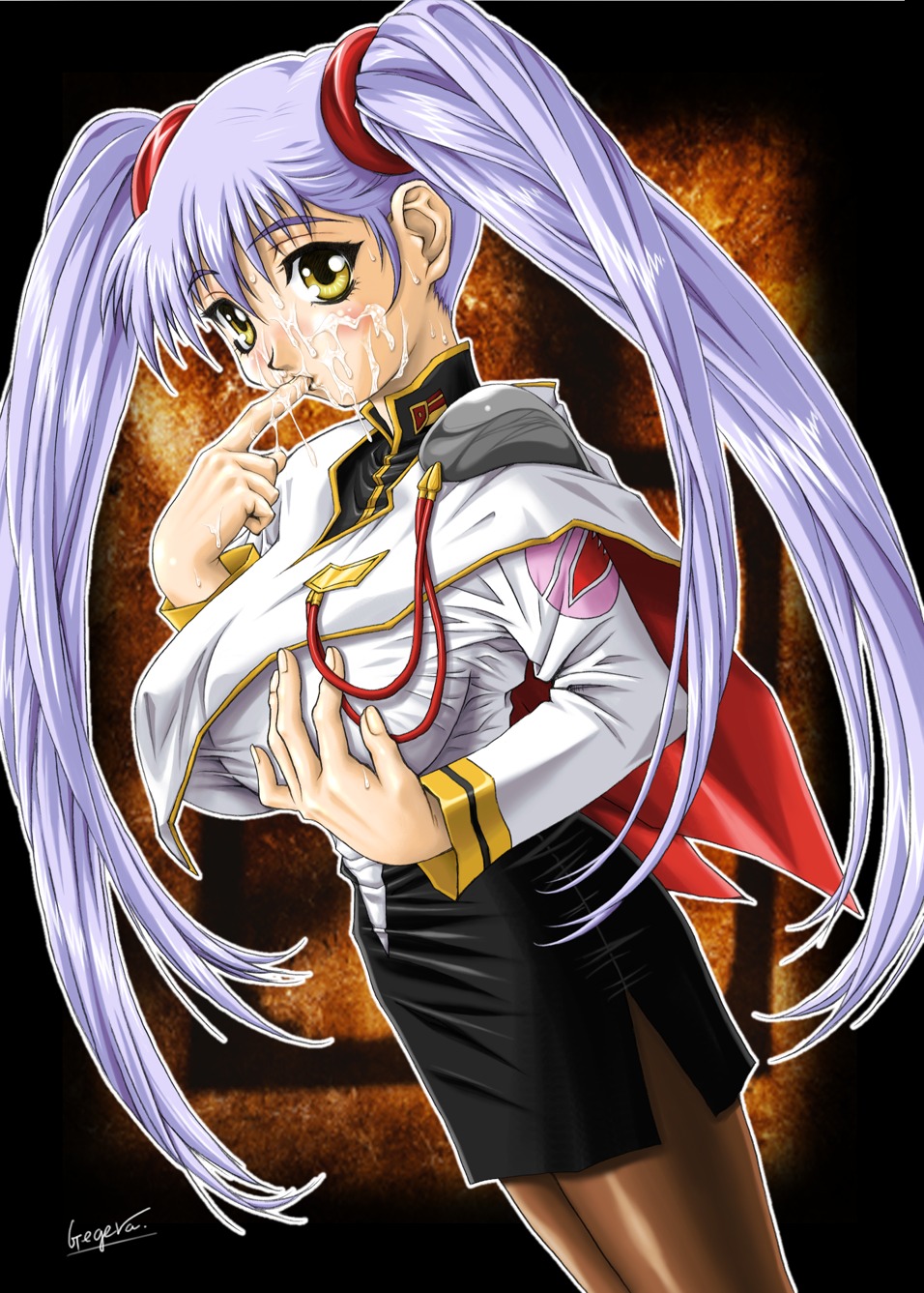 1girls blue_hair breasts female gegera human light-skinned_female light_skin long_hair martian_successor_nadesico military_uniform pale-skinned_female pale_skin rule34 ruri_hoshino solo tagme twintails uniform