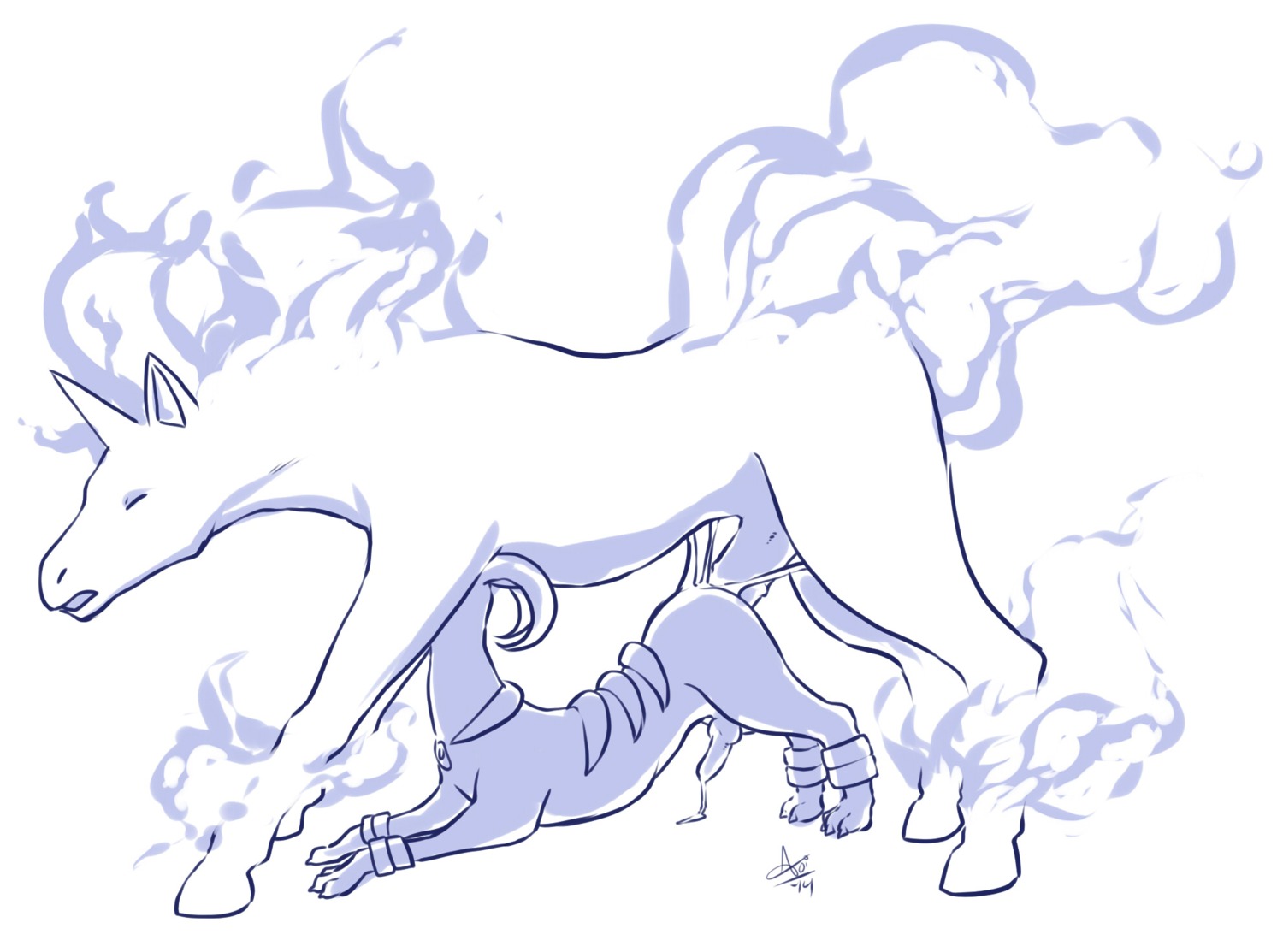 2014 anal anal_penetration animal_genitalia animal_penis aogami bodily_fluids canid canine canine_genitalia canine_penis cum cum_in_ass cum_inside dominant duo e621 equid equine erection feral feral_on_feral fire flaming_hair flaming_mane flaming_tail generation_1_pokemon generation_2_pokemon genital_fluids genitals hi_res hooves horn houndoom interspecies knot larger_dom larger_male male male/male male_penetrated male_penetrating male_penetrating_male mammal nintendo nude penetration penis pokemon pokemon_(species) pseudo_hair pseudo_mane rapidash sex side_view simple_background size_difference smaller_male tail white_background