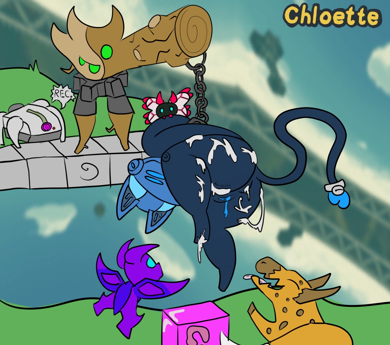 2014 anus armor bodily_fluids butt chloette cum cum_in_ass cum_inside e621 female genital_fluids genitals grey_havens group lettucebot messy nude spiral_knight_(species) spiral_knights three_rings vulva wolver_(spiral_knights)