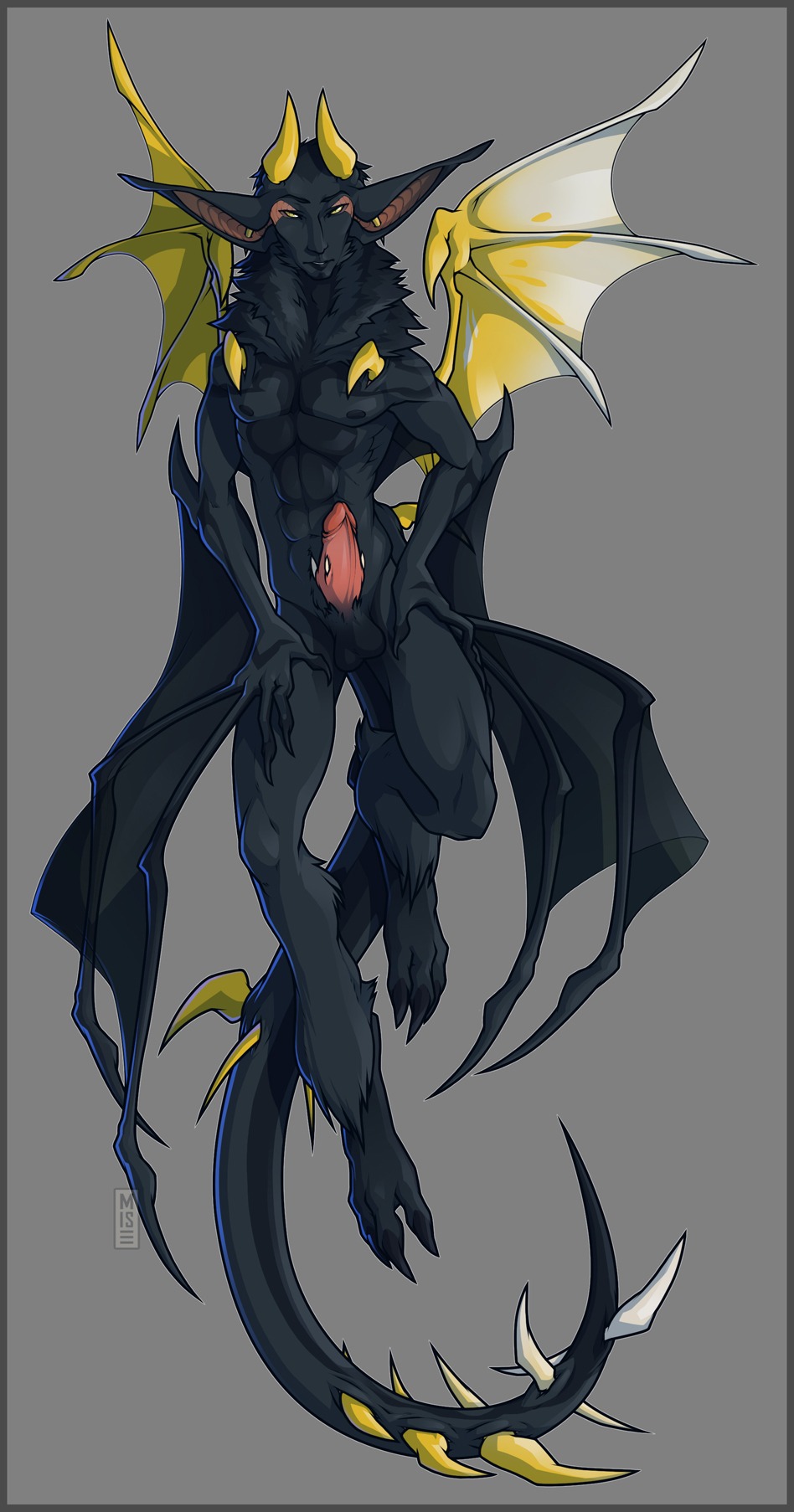 2014 animal_humanoid anthro balls border capcom dragon dragon_humanoid e621 erection european_mythology flying_wyvern genitals grey_border hi_res horn humanoid humanoid_face looking_at_viewer male membrane_(anatomy) membranous_wings misericorde monster_hunter mythological_creature mythological_scalie mythology nargacuga nude penis scalie simple_background solo tail western_dragon wings wyvern
