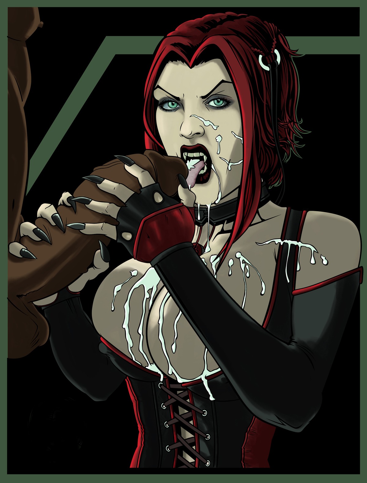 1boy 1girls 5_fingers balls big_penis black_background black_nose bloodrayne blue_eyes breasts brown_skin cgurochan choker cleavage climax clothed_female clothed_female_nude_male color colored colored_nails completely_nude corset cum cum_in_mouth cum_on_body cum_on_face cum_on_tongue cum_on_upper_body cumming cumshot dark-skinned_male dark_skin dhampir ejaculation elbow_gloves erect_penis erection excessive_cum exposed_penis eyelashes eyeshadow facial fangs female female_focus fingerless_gloves gloves green_eyes hair_ornament hand_on_penis handjob holding_penis huge_cock huge_penis human humanoid interracial large_breasts light-skinned_female light_skin lipstick long_fingernails long_penis looking_at_viewer majesco makeup male male_nipples mascara medium_hair monster_girl mouth_open nail_polish naked nipples no_bra nude nude_male nudity open_mouth outfit painted_nails penis penis_grab penis_out rayne red_hair red_lips red_lipstick redhead revealing_clothes rule34 semen sex short_hair simple_background skimpy straight tagme teeth testicles thick_penis tongue tongue_out uncensored vampire vein veins veiny veiny_penis