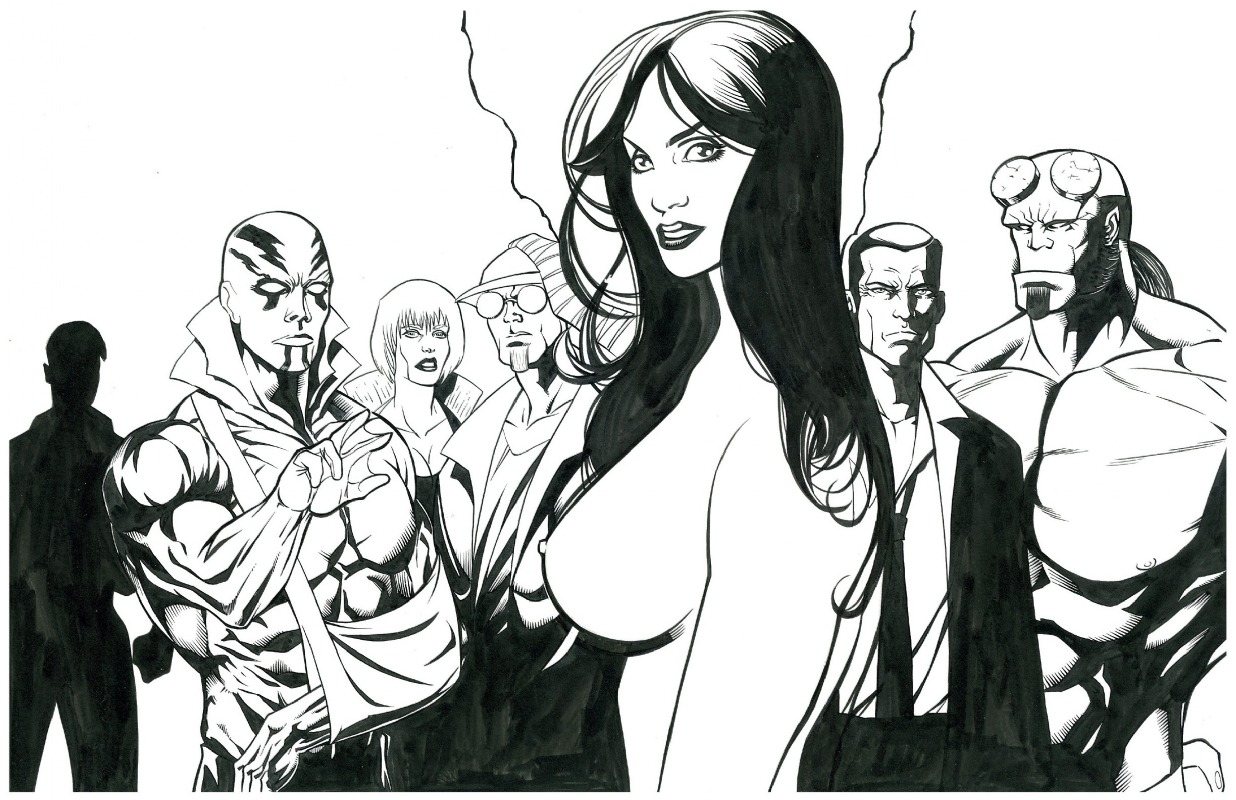 black_and_white breasts dark_horse female hellboy hellboy_(series) liz_sherman roy_cover rule34 tagme