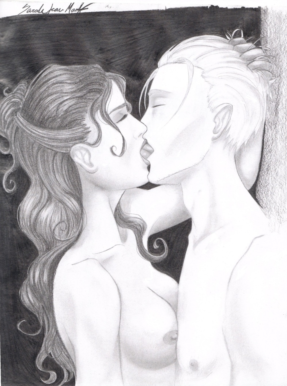 1girls breasts draco_malfoy female ginny_weasley gryffindor harry_potter kissing monochrome nipples rule34 sketch slytherin straight tagme witch_(harry_potter)
