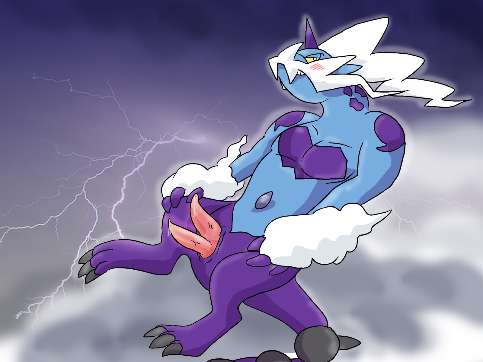2_penises 4:3 animal_genitalia animal_penis claws cloaca cloacal_penis dragon e621 electricity erection generation_5_pokemon genitals hemipenes hi_res horn legendary_pokemon lightning male multi_genitalia multi_penis mycrunchycookie mythological_creature mythological_scalie mythology nintendo penis pokemon pokemon_(species) scalie solo tail thundurus thundurus_(therian_form)