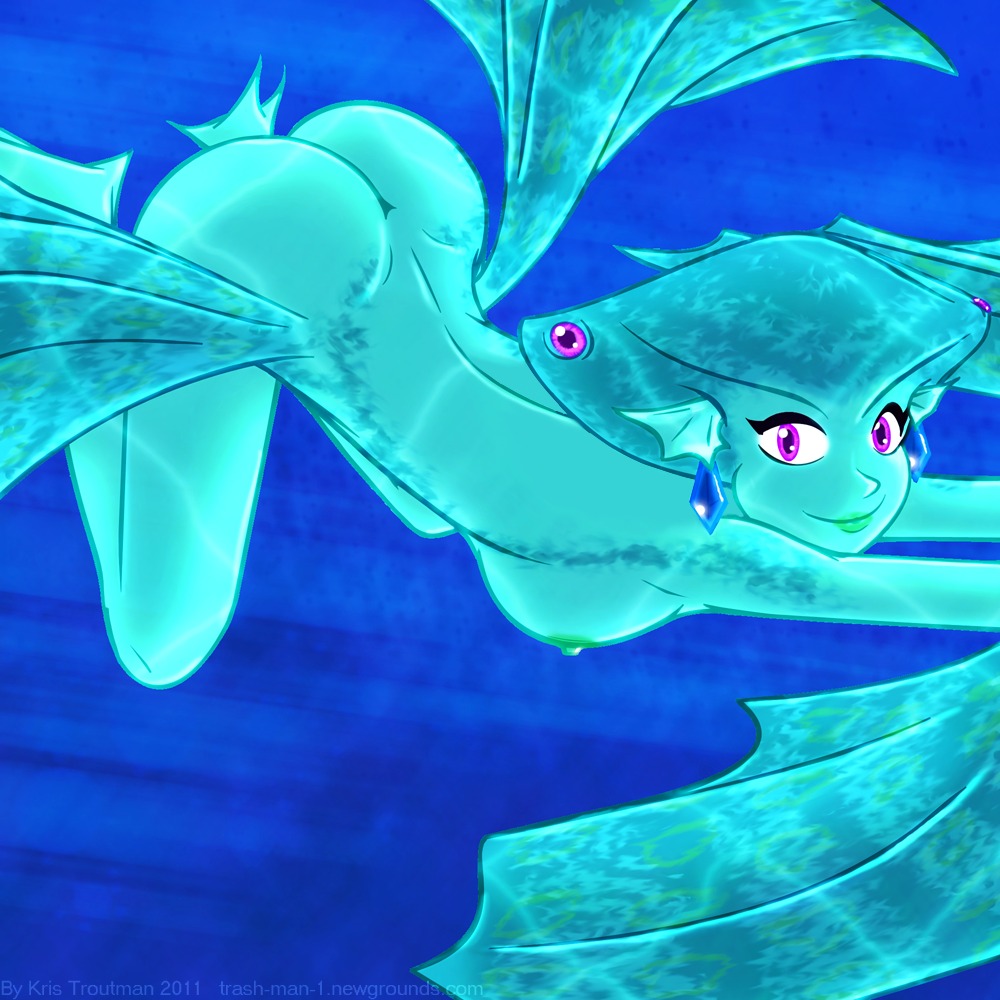 1girls ass ass_crack ass_up big_ass big_butt blue_nipples blue_skin breasts butt_crack earrings female female_only fin fish_girl nintendo nipples ocarina_of_time princess_ruto purple_eyes rule34 solo the_legend_of_zelda thetrashman zora