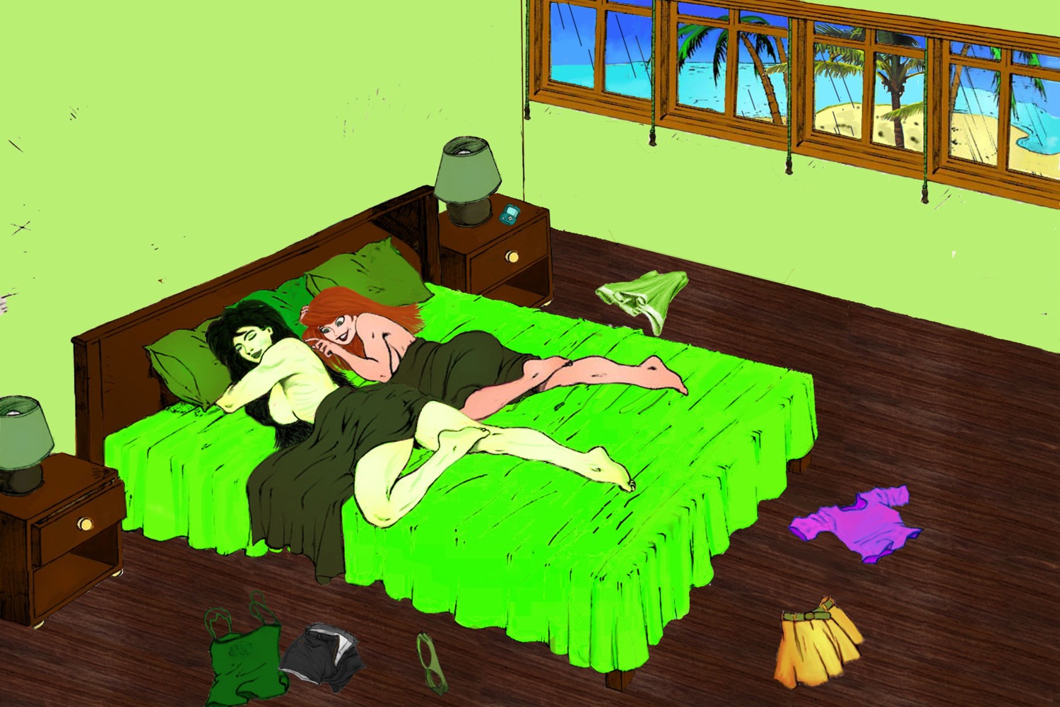 breasts disney female female_only human kim_possible kimberly_ann_possible large_breasts multiple_females multiple_girls nslc rule34 shego straight_hair tagme yuri