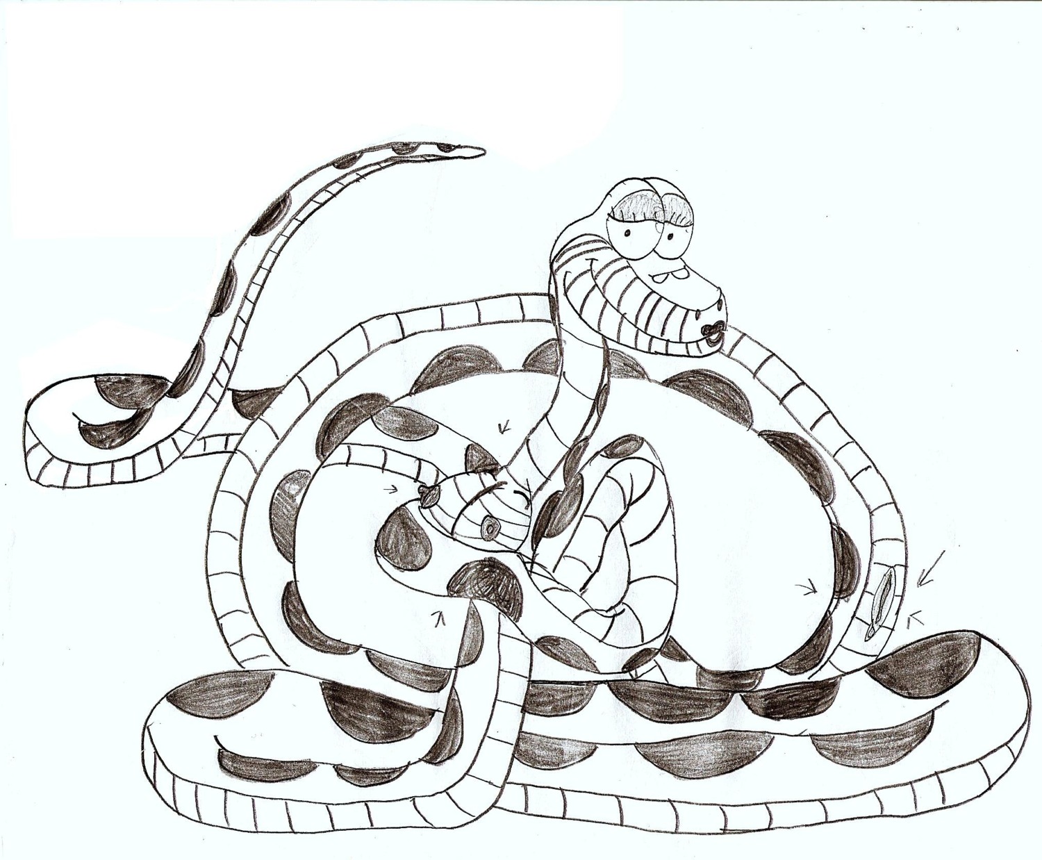 disney female female_only feral jking kaa monochrome nipples nude rule34 rule_63 snake solo tagme the_jungle_book