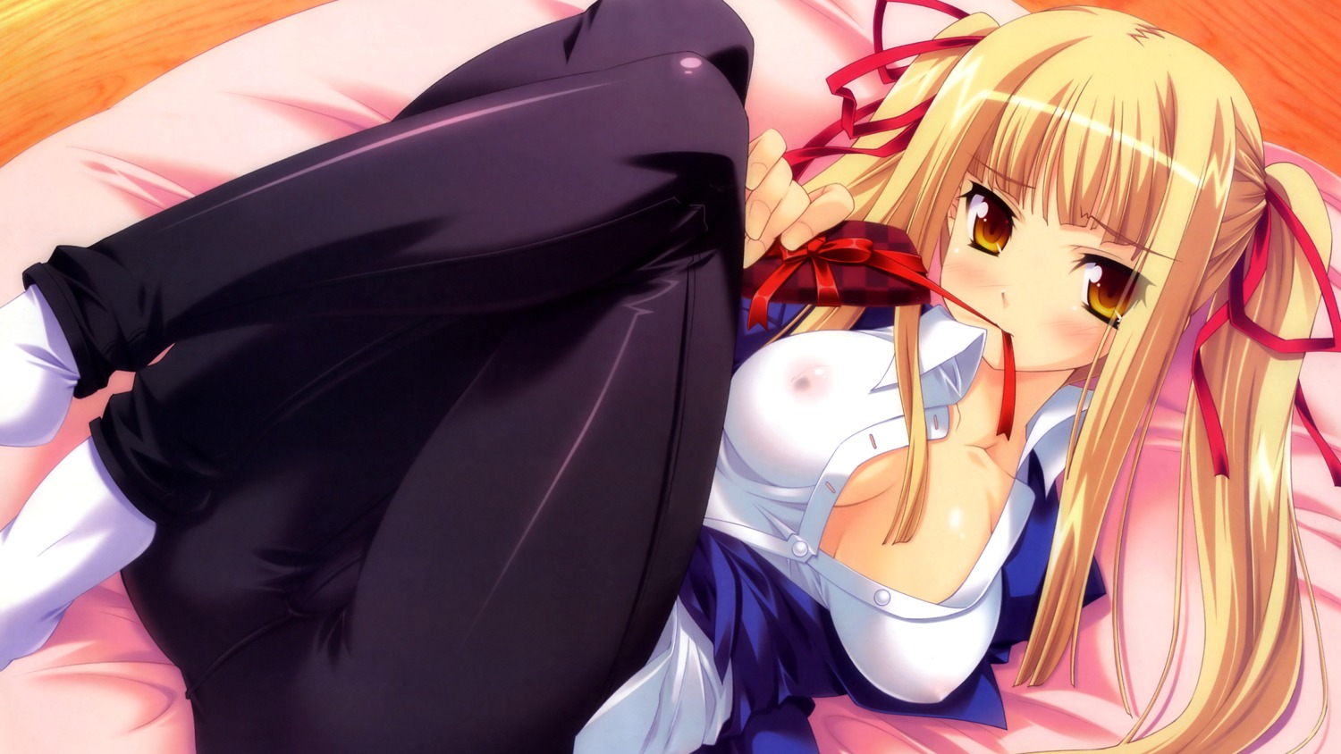 blonde_hair female nipples rule34 tied_hair twintails