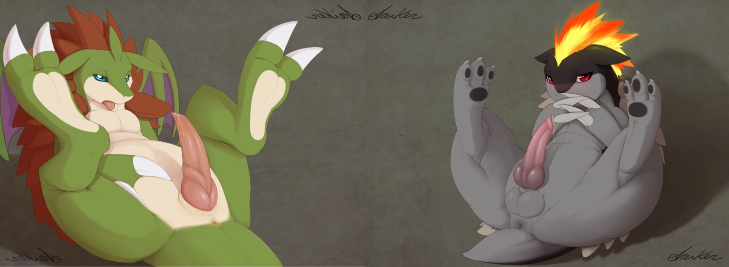 2013 2_toes 3_toes anus backsack balls blue_eyes bodily_fluids butt claws cum cum_on_penis digital_media_(artwork) dreiker duo e621 erection fakemon fan_character feet feral fire fur generation_1_pokemon generation_2_pokemon genital_fluids genitals glistening grey_background grey_body grey_fur hi_res hybrid knot looking_at_viewer male male/male membrane_(anatomy) membranous_wings nintendo nude open_mouth penis pink_penis pokemon pokemon_(species) presenting presenting_hindquarters quilava red_eyes sandnite sandslash shadow simple_background six~ slightly_chubby soles spread_legs spreading toe_claws toes tongue tongue_out wings