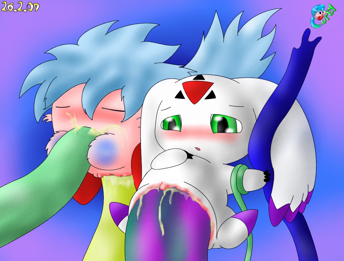 culumon curby digimon digimon_(species) digimon_tamers female impossible_fit monster_cock rule34 stomach_bulge tagme