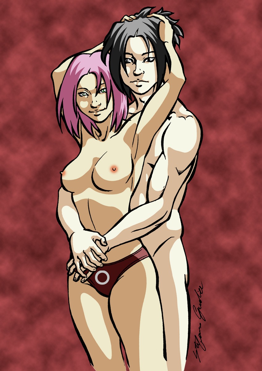 biceps breasts dresir female hugging human male naruto naruto_(series) nude romantic rule34 sakura_haruno sasuke_uchiha straight