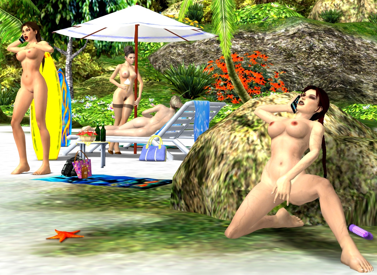 3d 4girls breasts doppelganger doppelganger_(tomb_raider) excella_gionne female female_only garry's_mod human kasza2 lara_croft lara_croft_(l.a.u.) multiple_females nipples nude nude_female pale_skin resident_evil resident_evil_5 rule34 tomb_raider tomb_raider_(l.a.u.) xnalara