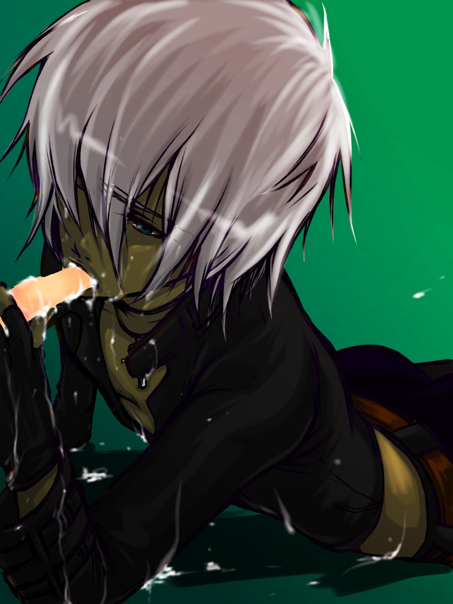 2011 cum cum_in_mouth dark-skinned_male dark_skin gay green_background k' king_of_fighters kirixrevolver male male_only rule34 snk tagme video_games white_hair yaoi