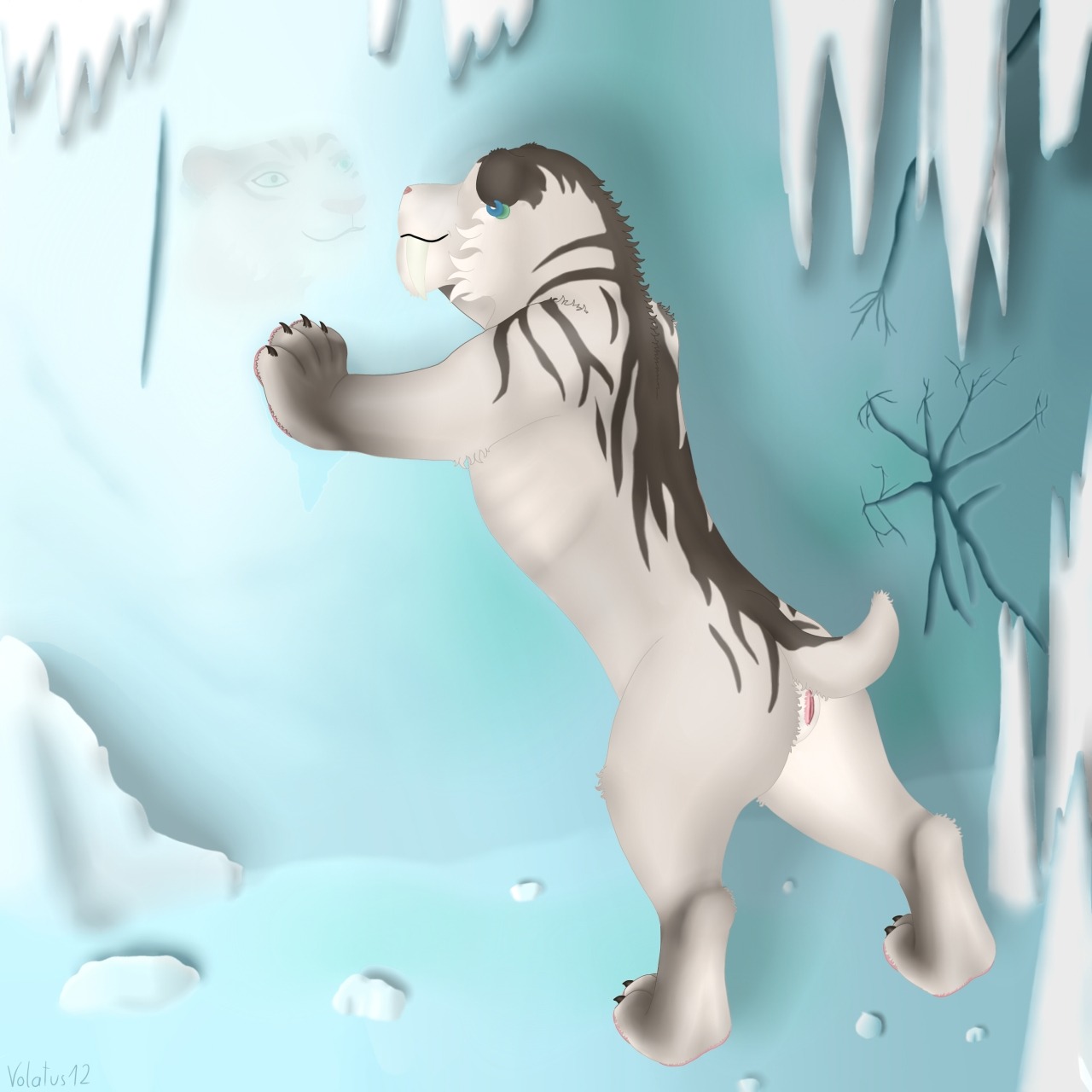 1:1 2012 blue_sky_studios e621 fangs felid female feral genitals hi_res ice_age_(series) mammal nude prehistoric_species saber-toothed_tiger sabertooth_(anatomy) shira_(ice_age) solo teeth toony volatus vulva