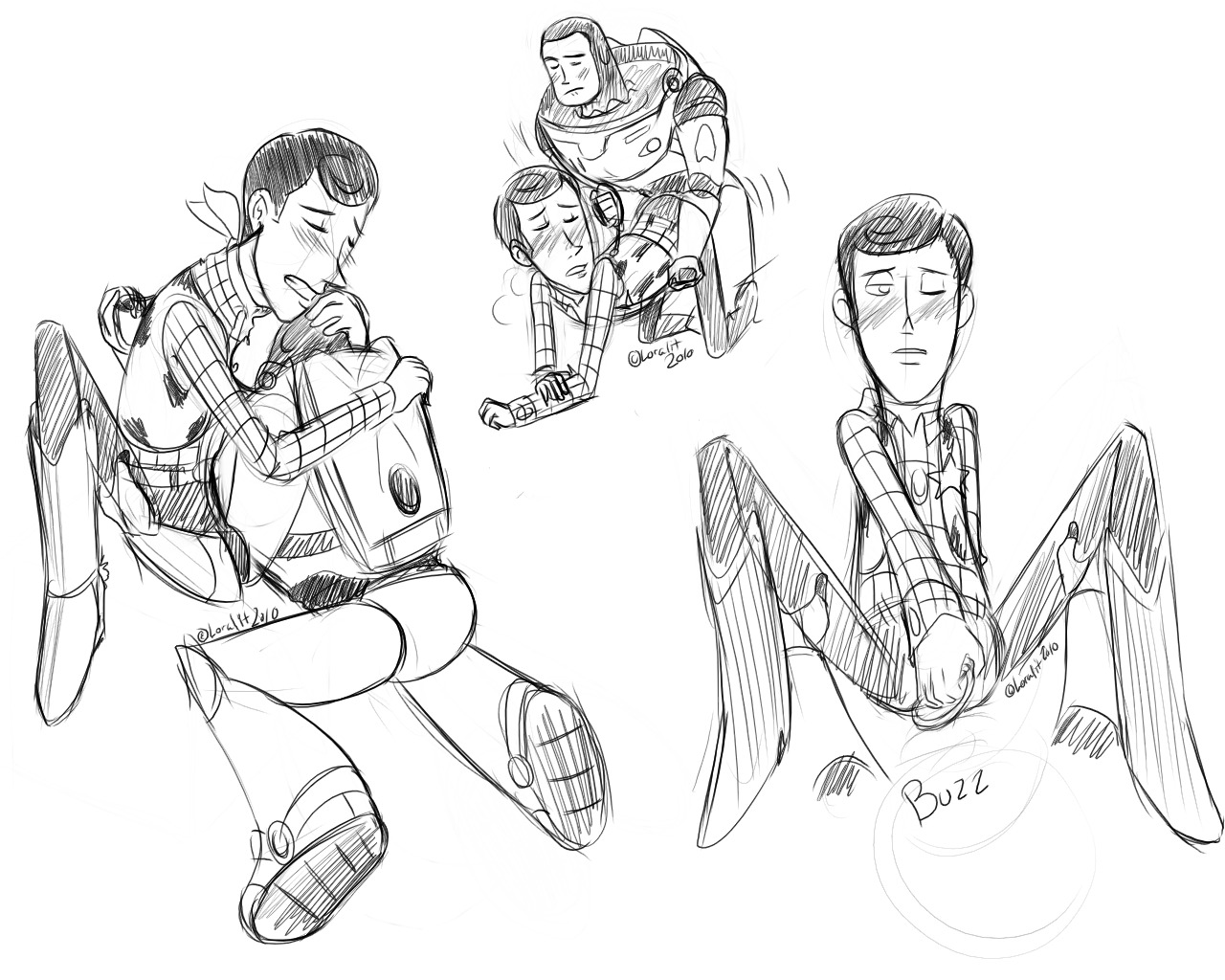 buzz_lightyear disney gay loralit male male_only monochrome pixar rough_sketch rule34 tagme toy_story woody_pride
